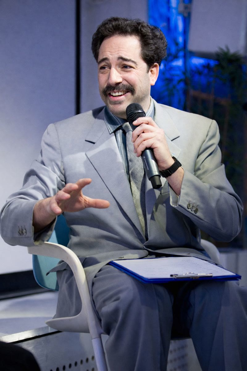 Kazakh Dan, Borat impersonator, with microphone